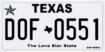 TX license plate DOF0551