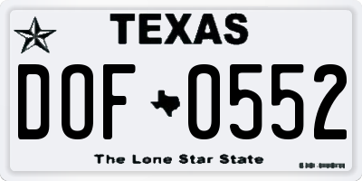 TX license plate DOF0552