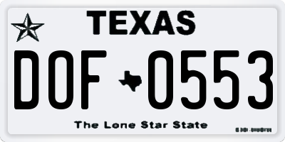 TX license plate DOF0553