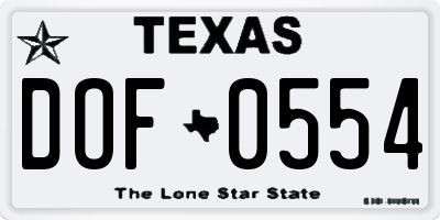 TX license plate DOF0554
