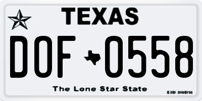 TX license plate DOF0558