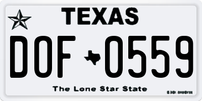 TX license plate DOF0559