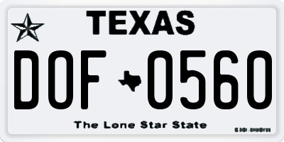 TX license plate DOF0560