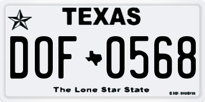TX license plate DOF0568