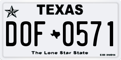 TX license plate DOF0571