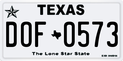 TX license plate DOF0573