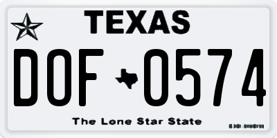 TX license plate DOF0574