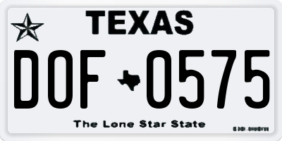 TX license plate DOF0575