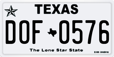 TX license plate DOF0576