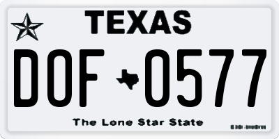 TX license plate DOF0577