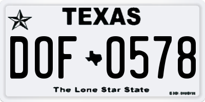 TX license plate DOF0578