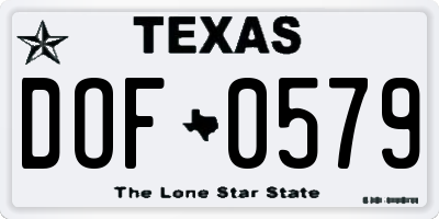 TX license plate DOF0579