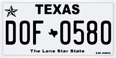 TX license plate DOF0580