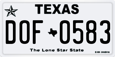 TX license plate DOF0583