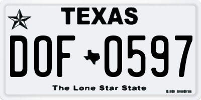 TX license plate DOF0597