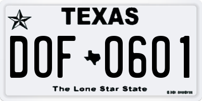 TX license plate DOF0601