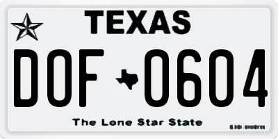 TX license plate DOF0604
