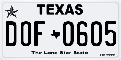 TX license plate DOF0605