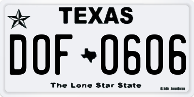 TX license plate DOF0606