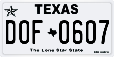 TX license plate DOF0607