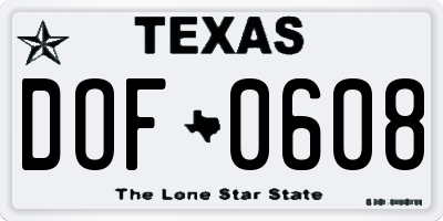 TX license plate DOF0608