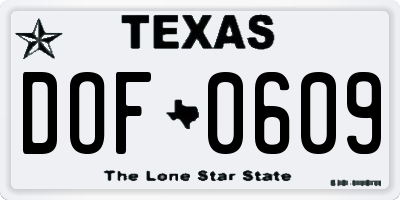 TX license plate DOF0609