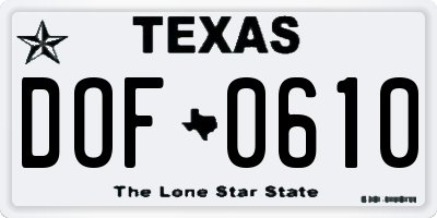 TX license plate DOF0610