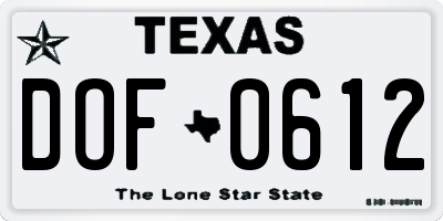 TX license plate DOF0612