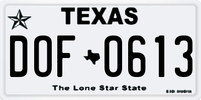 TX license plate DOF0613