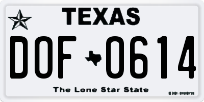 TX license plate DOF0614