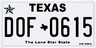 TX license plate DOF0615
