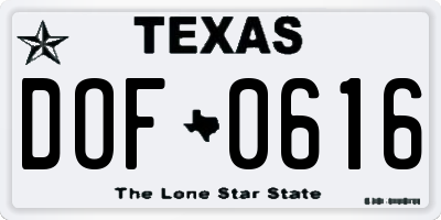 TX license plate DOF0616