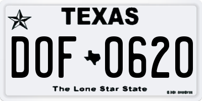 TX license plate DOF0620