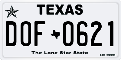 TX license plate DOF0621