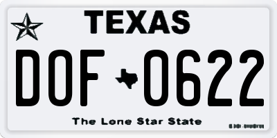TX license plate DOF0622