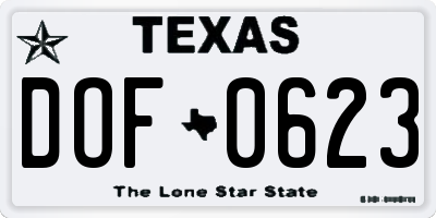 TX license plate DOF0623