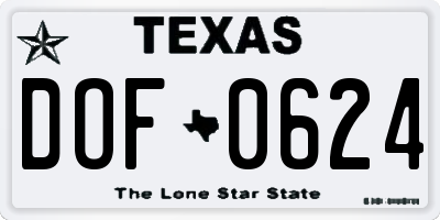 TX license plate DOF0624