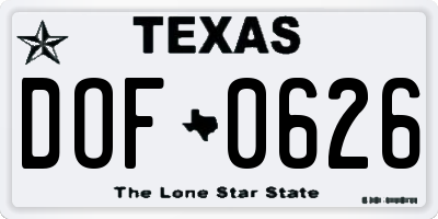 TX license plate DOF0626