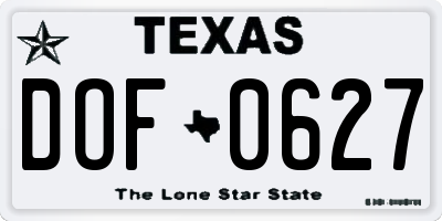 TX license plate DOF0627
