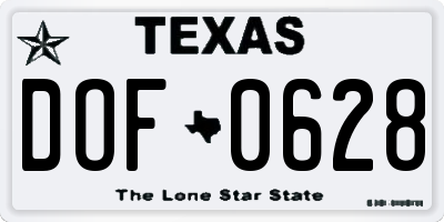 TX license plate DOF0628