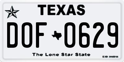 TX license plate DOF0629