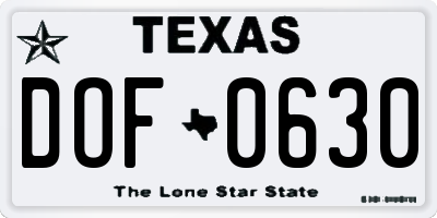 TX license plate DOF0630