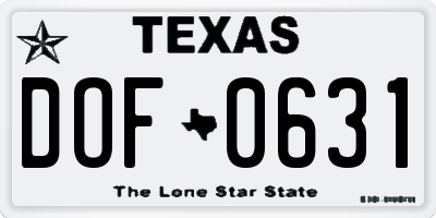 TX license plate DOF0631