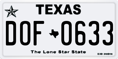 TX license plate DOF0633