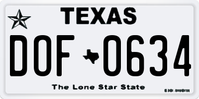 TX license plate DOF0634