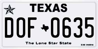 TX license plate DOF0635