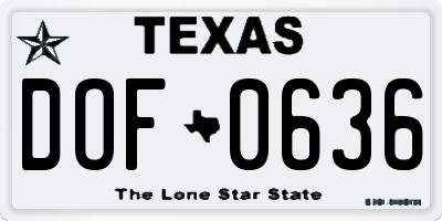TX license plate DOF0636