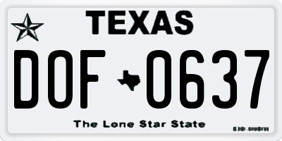 TX license plate DOF0637