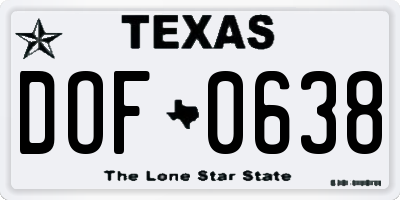 TX license plate DOF0638