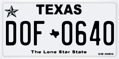 TX license plate DOF0640